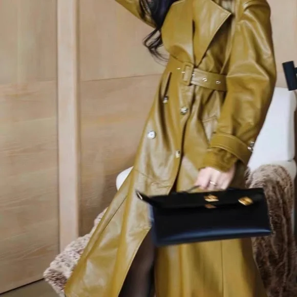 Long vegan leather jacket